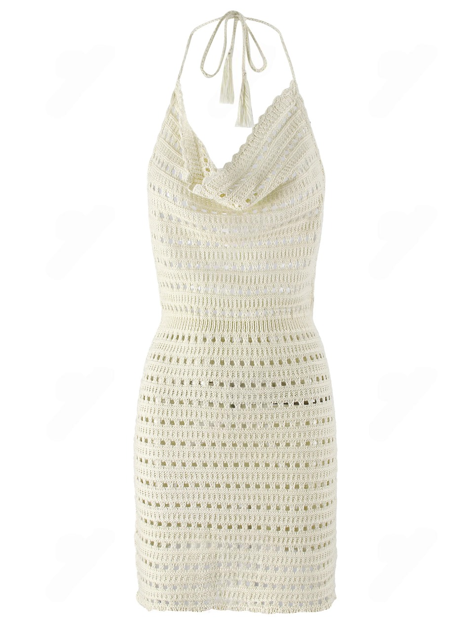 Backless Knit Mini Dress – Tassel Strap Cover-Up for Beach or Club