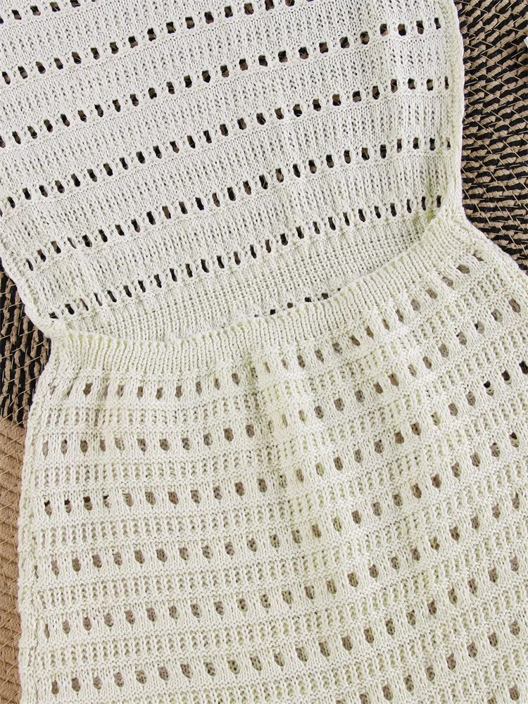 Backless Knit Mini Dress – Tassel Strap Cover-Up for Beach or Club