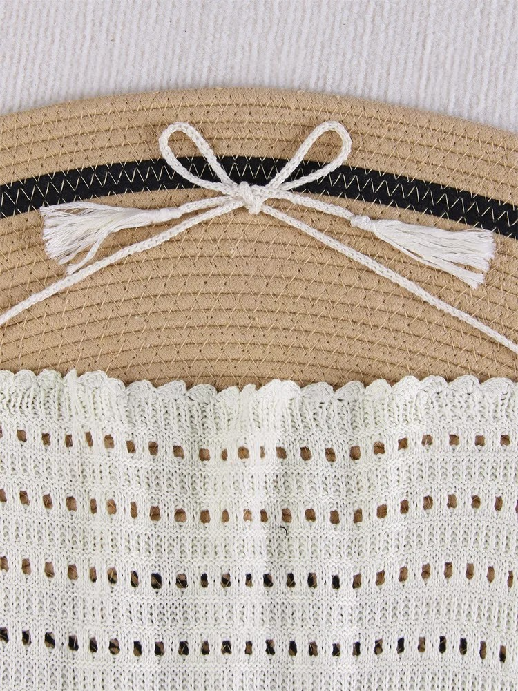 Backless Knit Mini Dress – Tassel Strap Cover-Up for Beach or Club