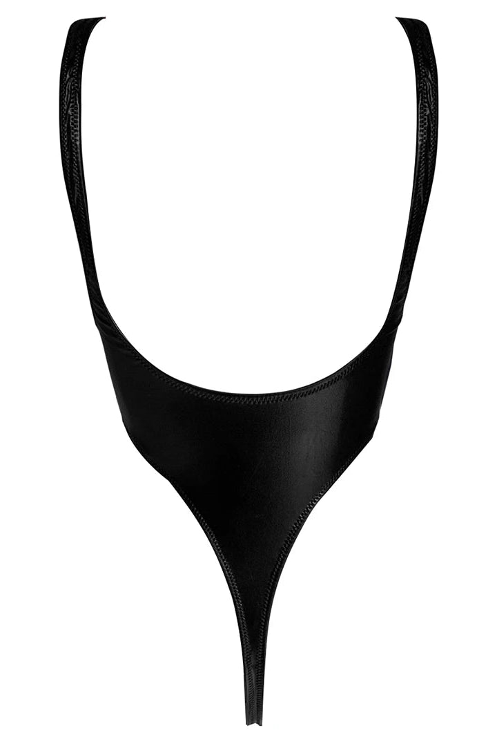 Faux Leather Cut Out Thong One Piece Dcostaa