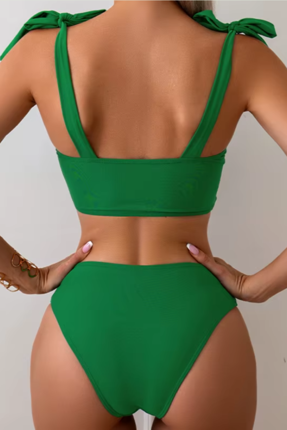 Green Knotted Beach Swimwear