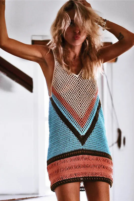 Crochet Mesh Beach Dress Cover-Up – Summer Tunic Sarong