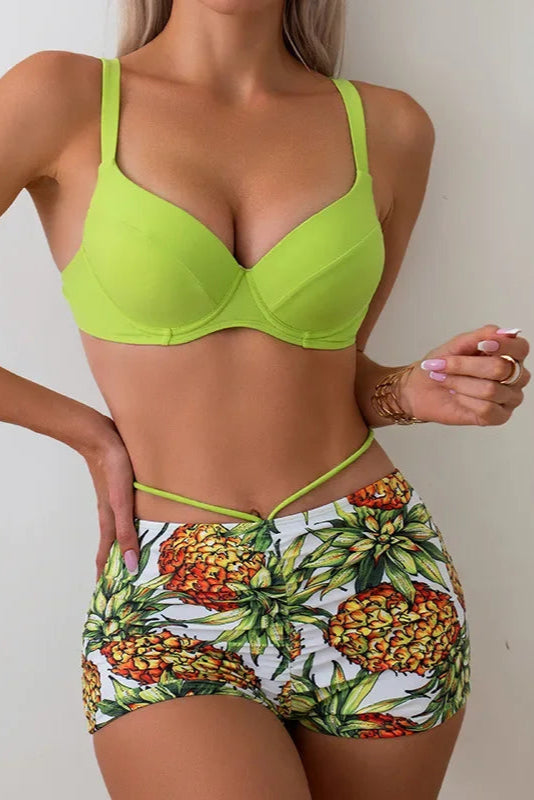 Neon three Piece Printed Bikini with Cover-Up