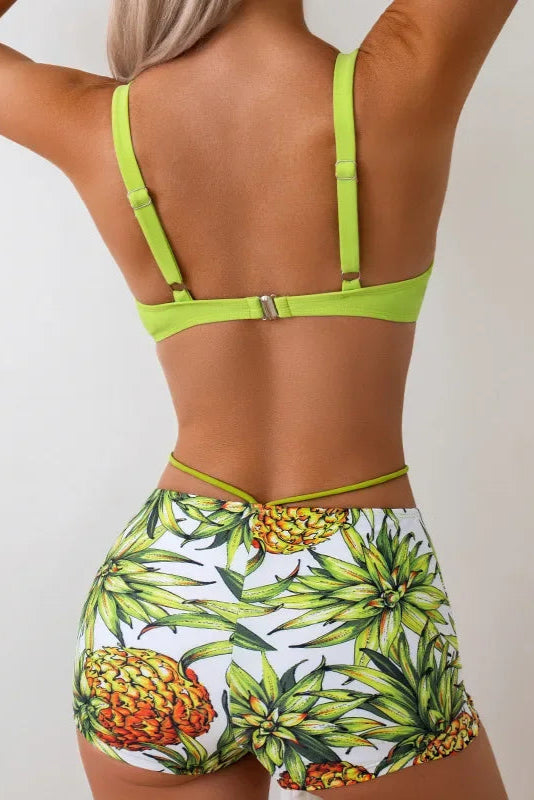 Neon three Piece Printed Bikini with Cover-Up