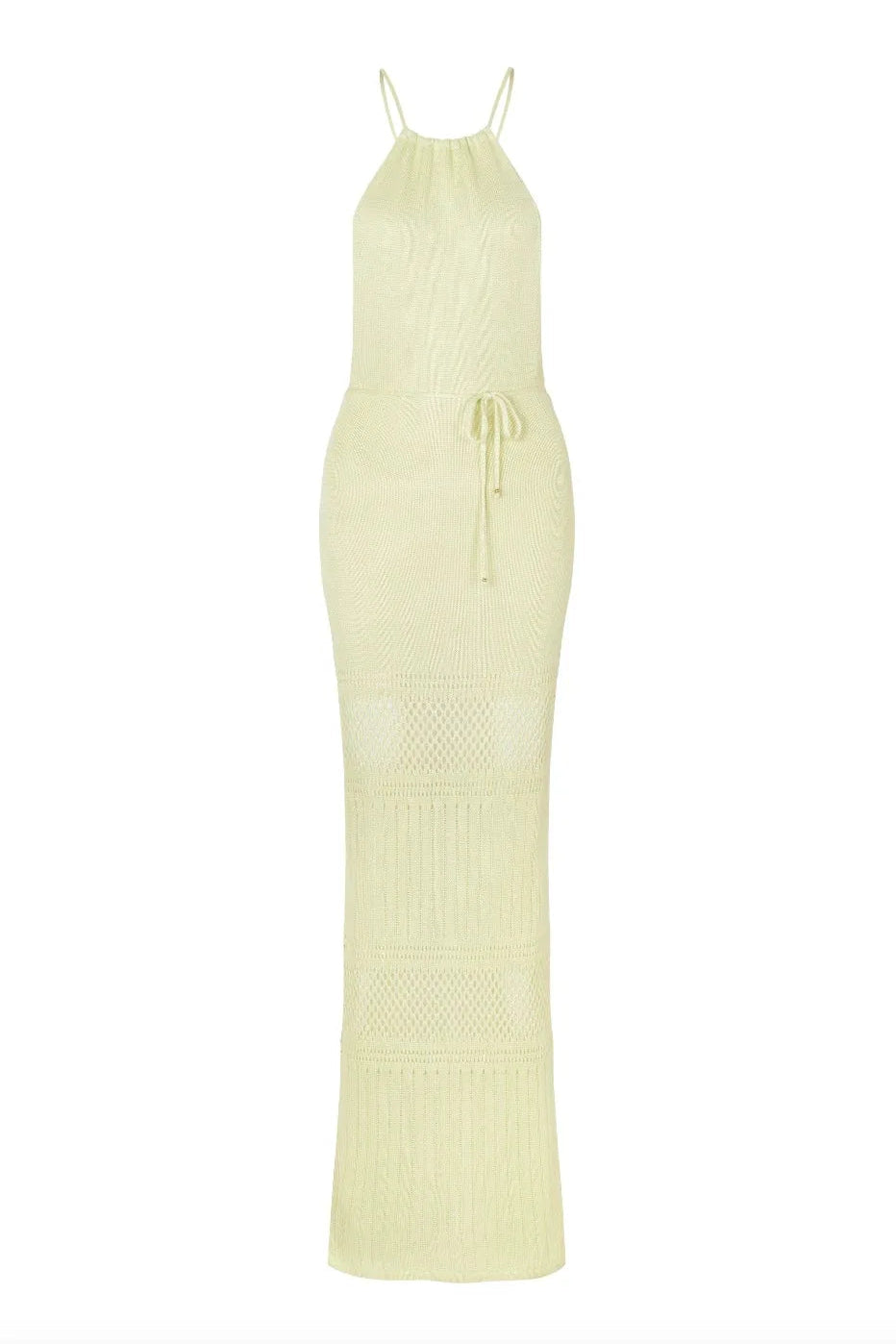 Off white ribbed dress with thin straps on a white background