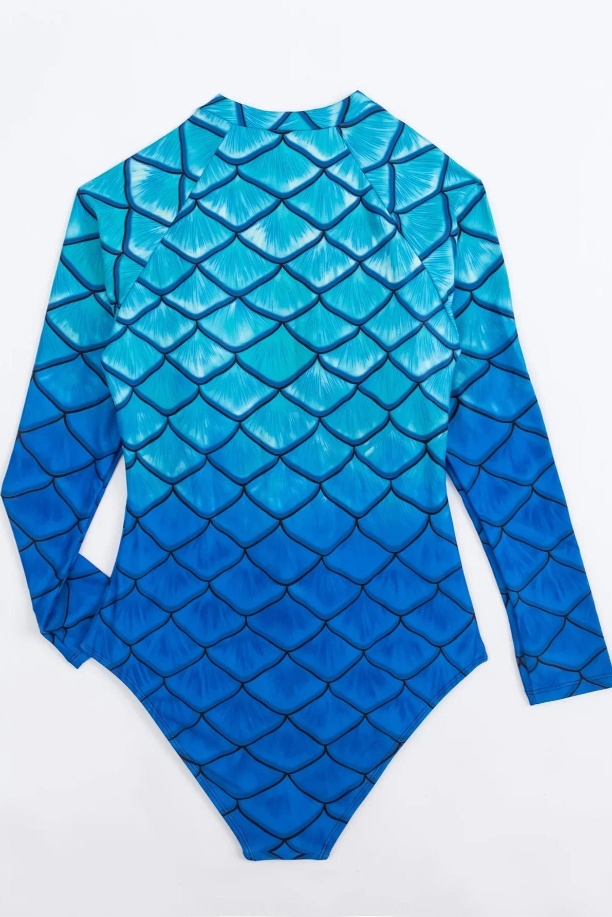 Gradient Zipper One Piece Swimsuit with Long Sleeves – Retro Surfing & Bathing Suit