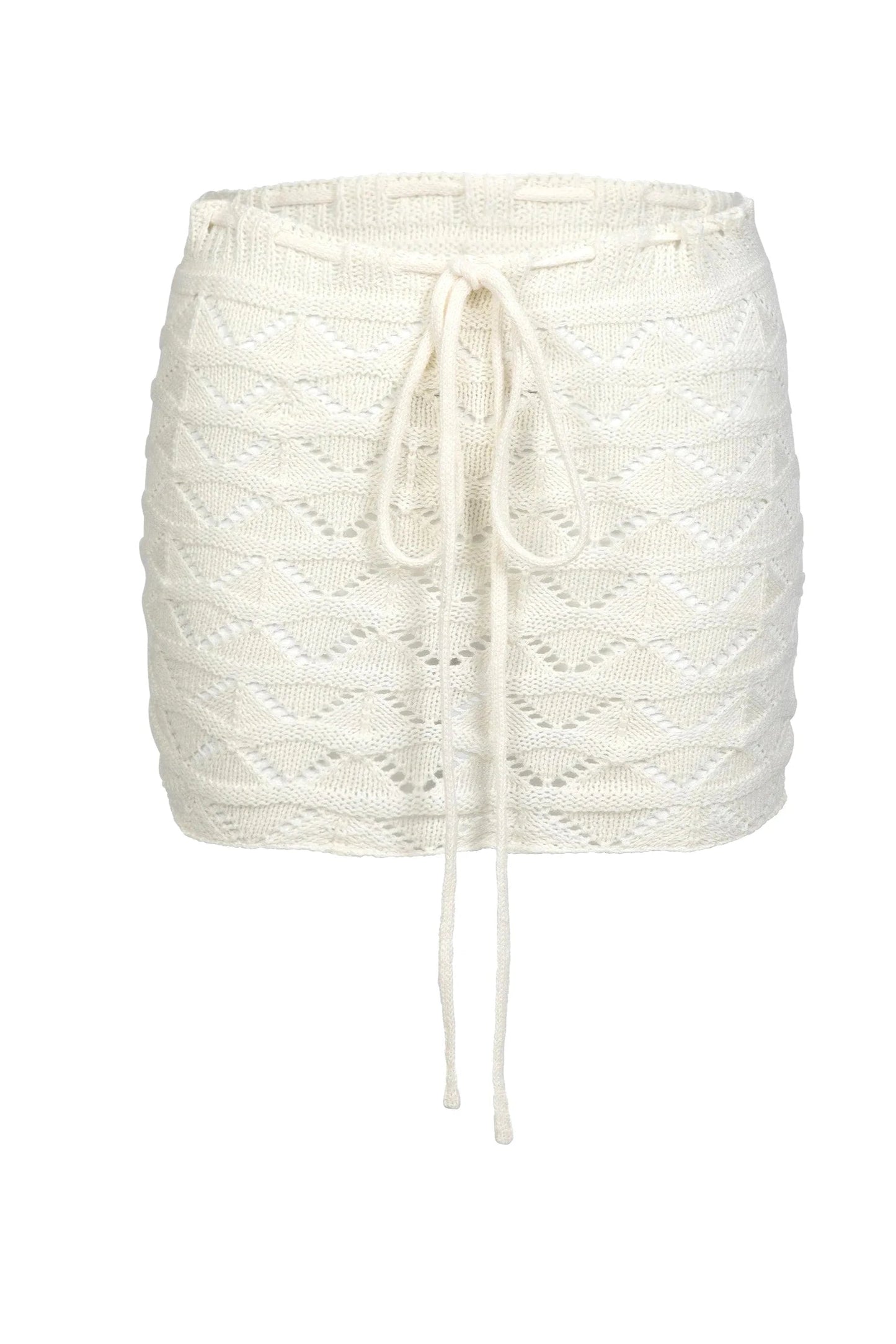 Chic Summer Knit Set – Cut-Out Lapel Top with Lace-Up Mini Skirt Beach Cover-Up