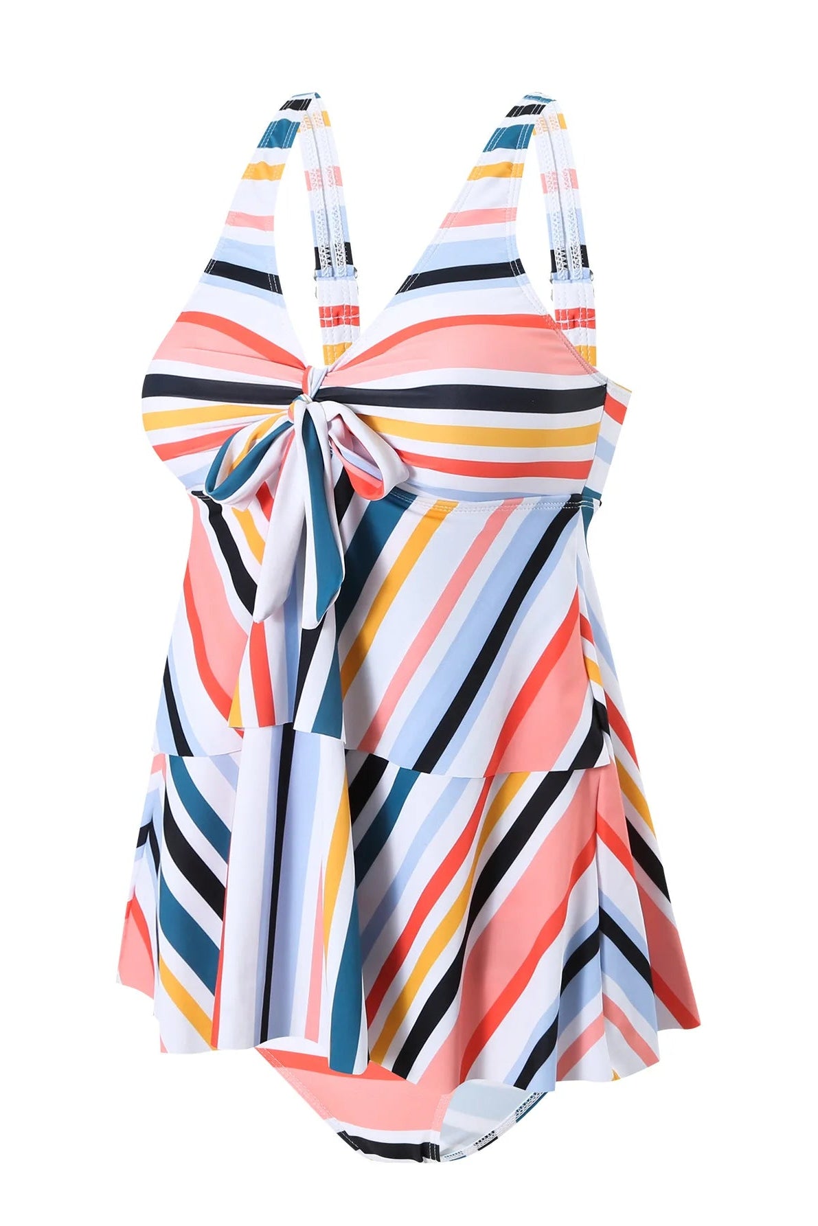 Striped Tankini Set – Two-Piece High Waisted Swimsuit for Women