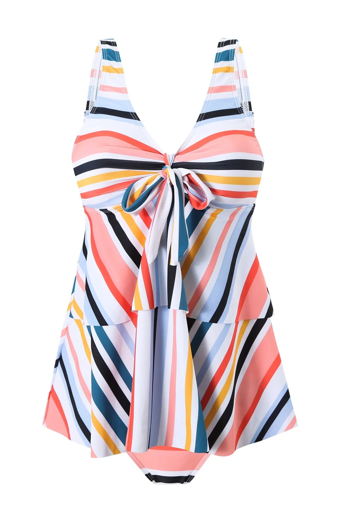 Striped Tankini Set – Two-Piece High Waisted Swimsuit for Women