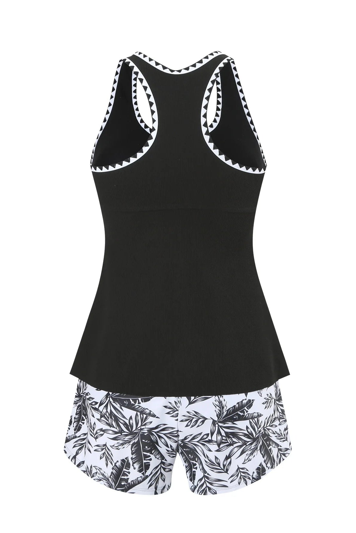 Stylish Print Tankini with Racerback Top & Swim Shorts
