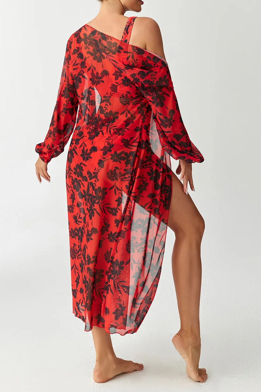 Printed Shrug Bikini Set – 3-Piece Swimwear