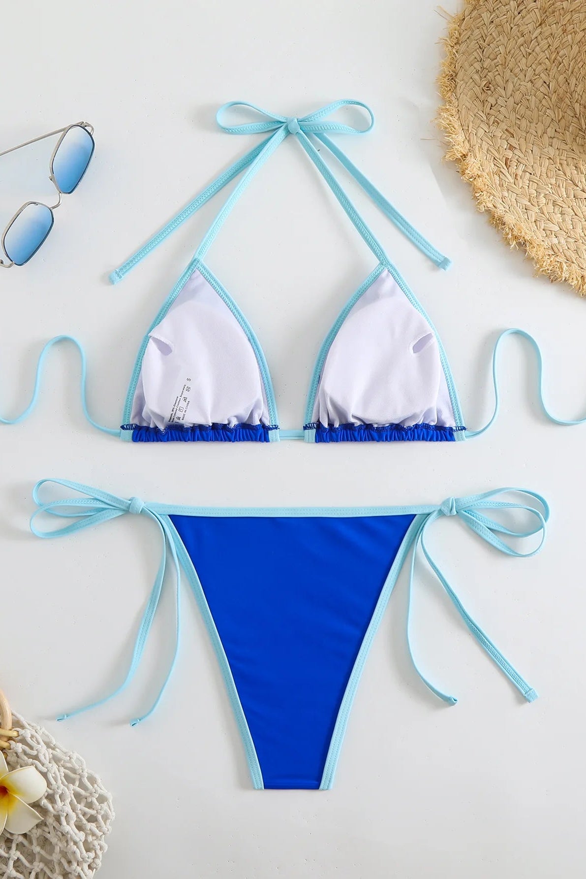 Blue Halter Strings Bikini Set – Sporty Brazilian Swimwear