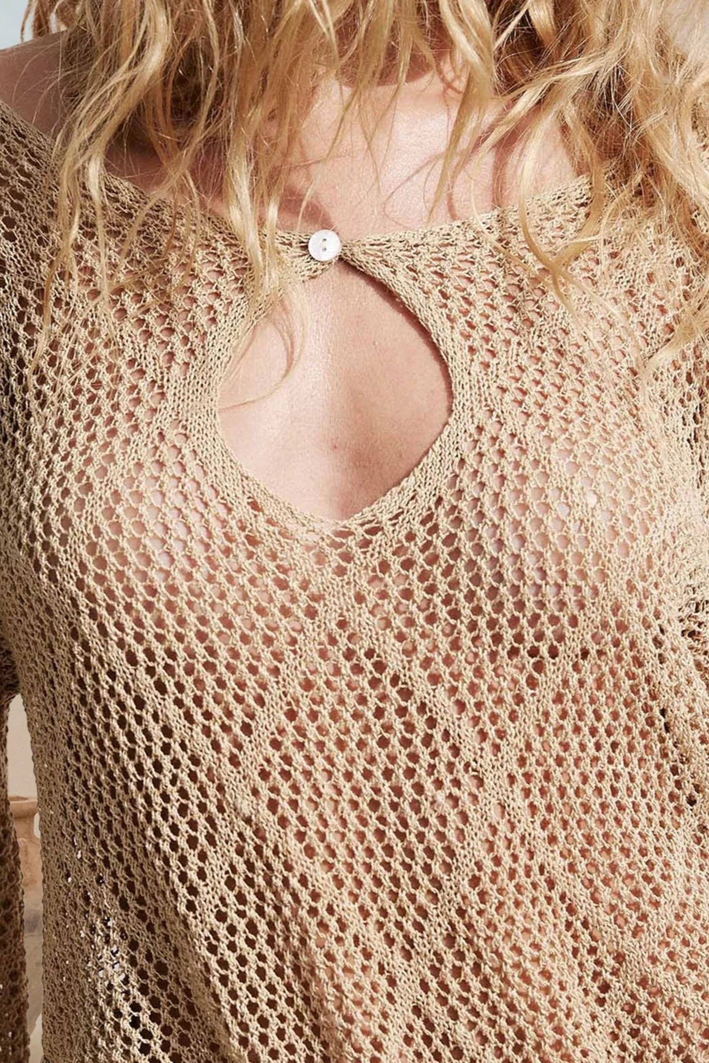 Big Bell Sleeve Cut-Out Knit Mini Dress – Beach Swimsuit Cover-Up