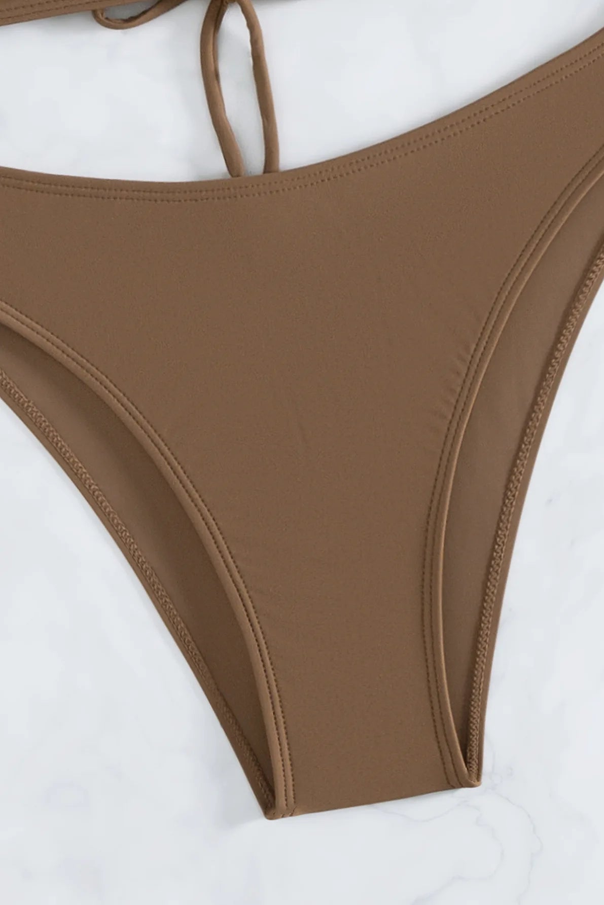 Brown Bandeau Bikini Set – Sexy Thong Cut Brazilian Swimsuit