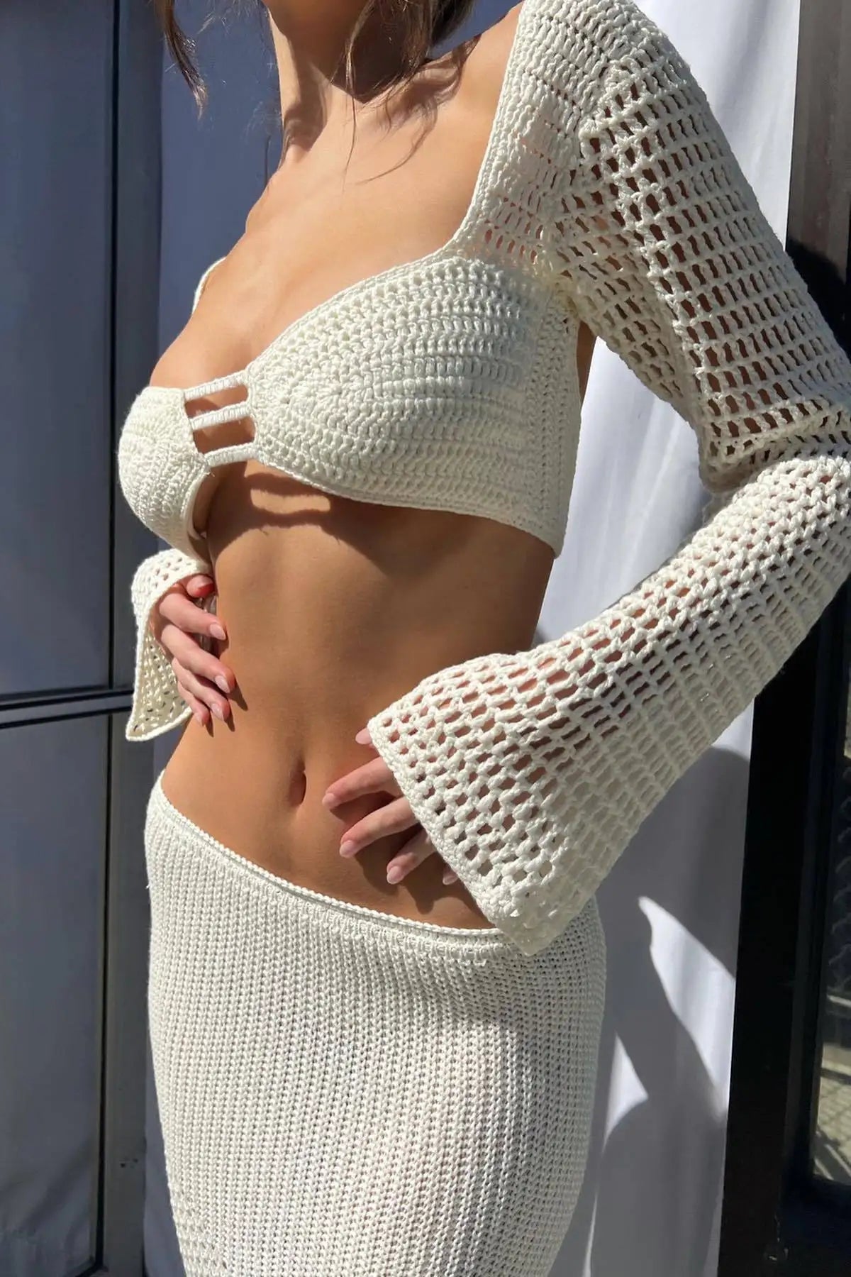 Shop now Crochet Set – Tie Top & Skirt Cover-Up
