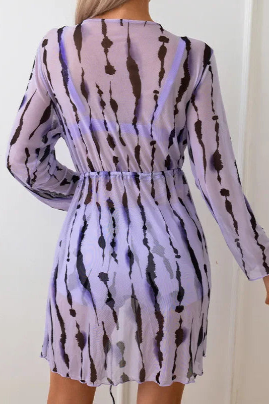 Three Piece Printed Bikini with Cover-Up