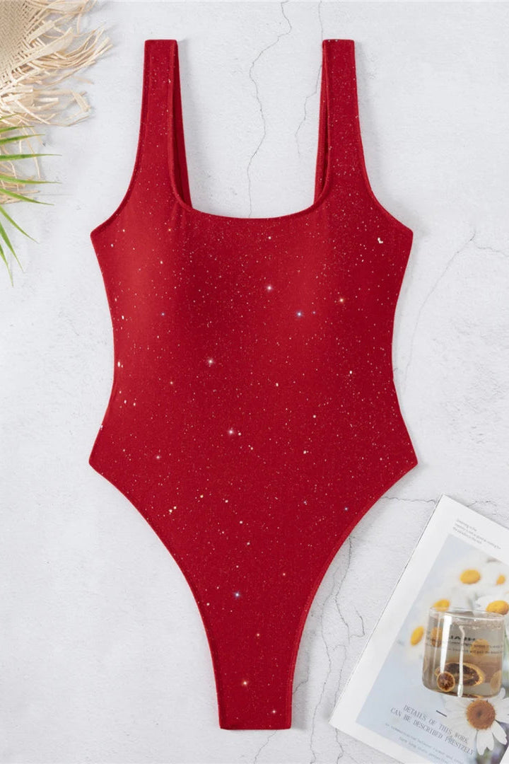 Trendy swimwear Sparkling High Cut Backless Monokini