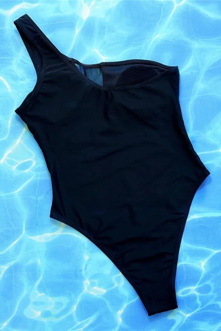 shop now Mesh Sheer Splicing One Piece Monokini