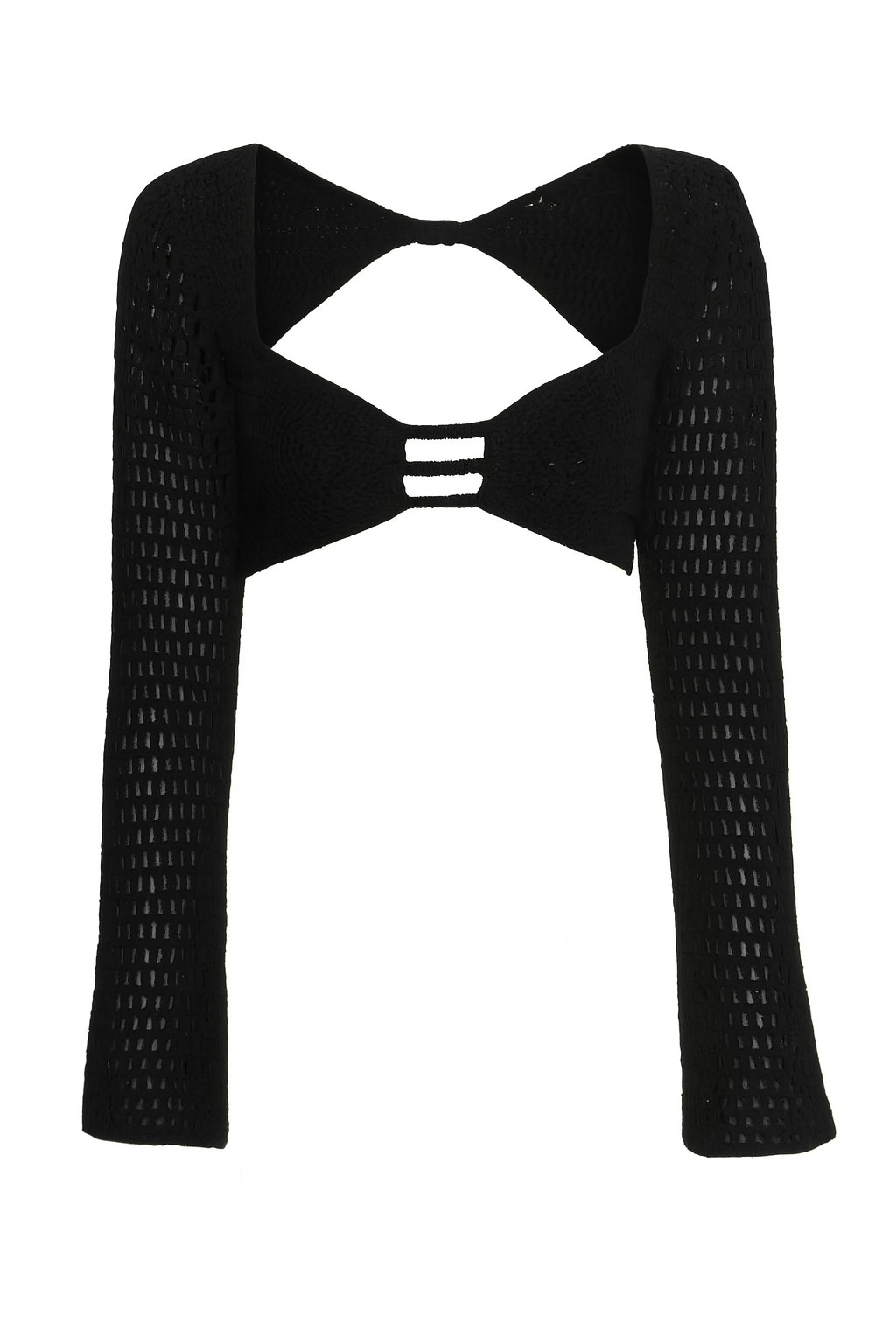 Black cardigan with a unique design on a white background