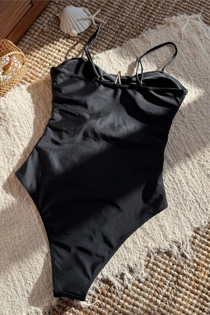 Black one piece padded monokini 