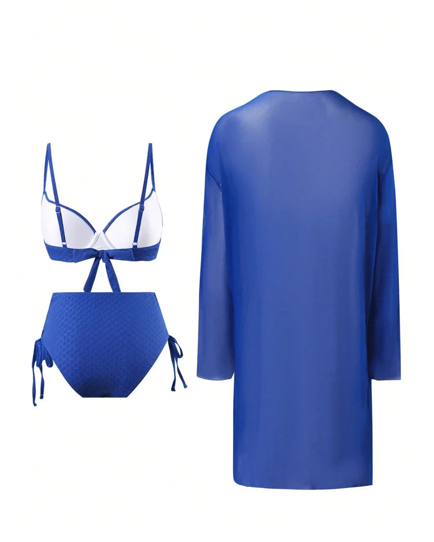 Blue bikini set and matching cover-up dcostaa swimwear's for women