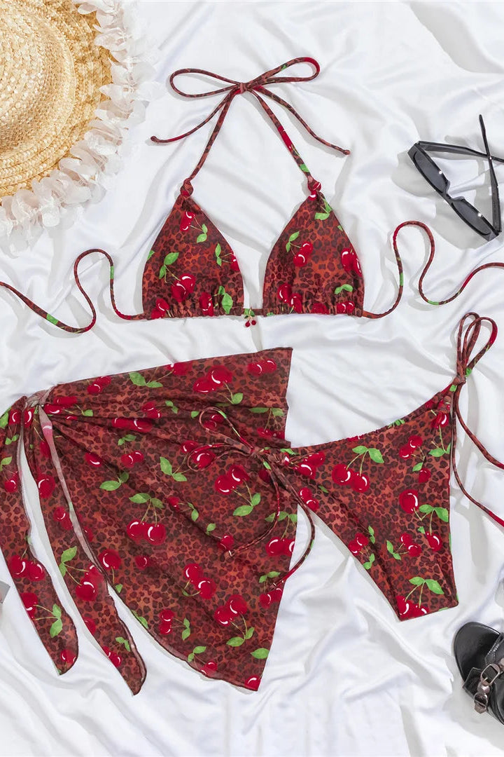 Brown cherry Trendy low-rise bikini bottoms with lace-up detailing provide a flattering and fashion-forward fit.
