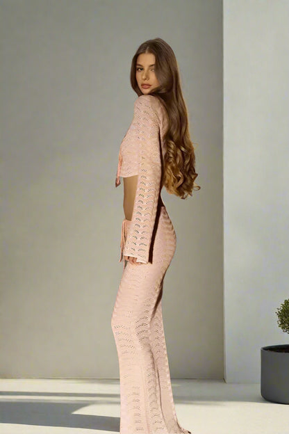 Buy now Knit Beach Set – Lace-Up Top & Skirt