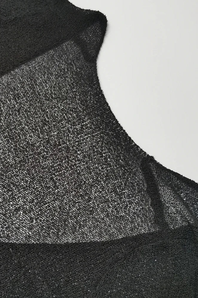 Close-up of a textured sheer black fabric