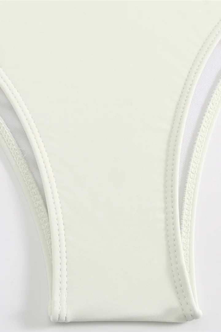Close-up of a white swimsuit bottom