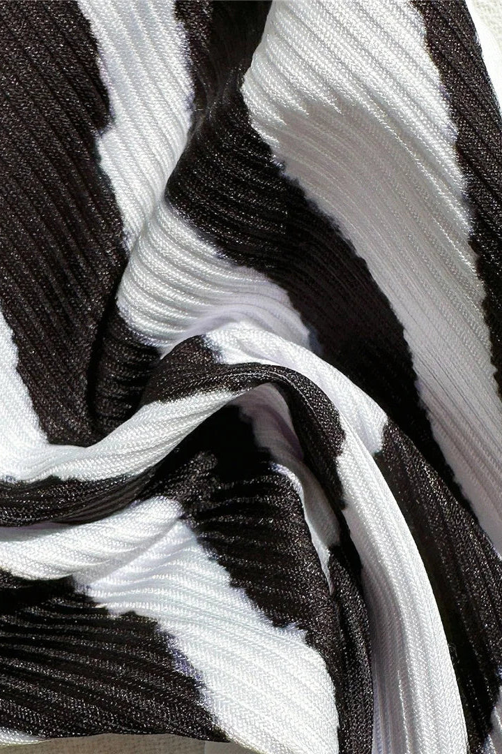 Close-up of black and white striped fabric