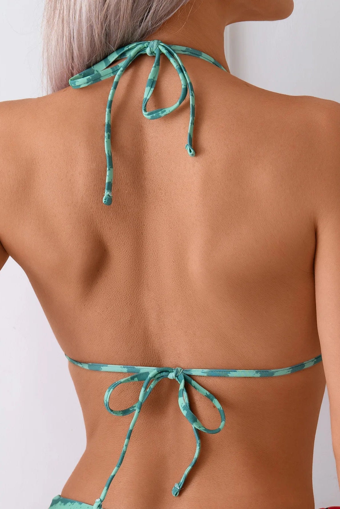 Close up halter neck back lace up bikini