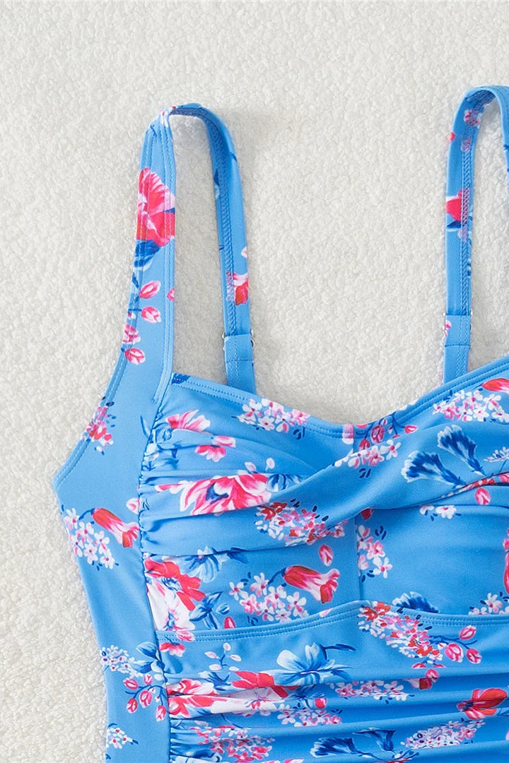 Close up of Blue floral monokini 