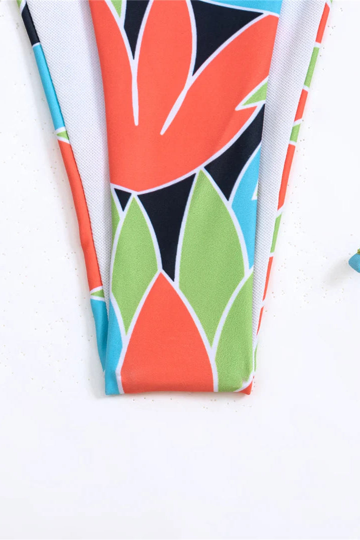 Close up of Colorful geometric-patterned bikini set