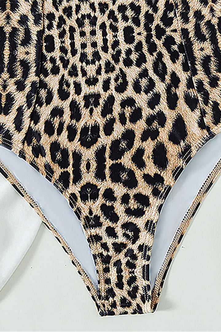 Close up of Leopard print monokini 
