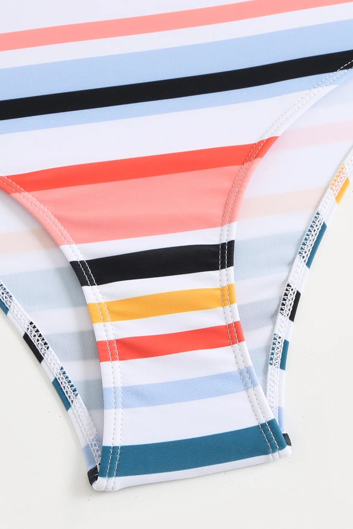 Close up of striped swimwear bottom