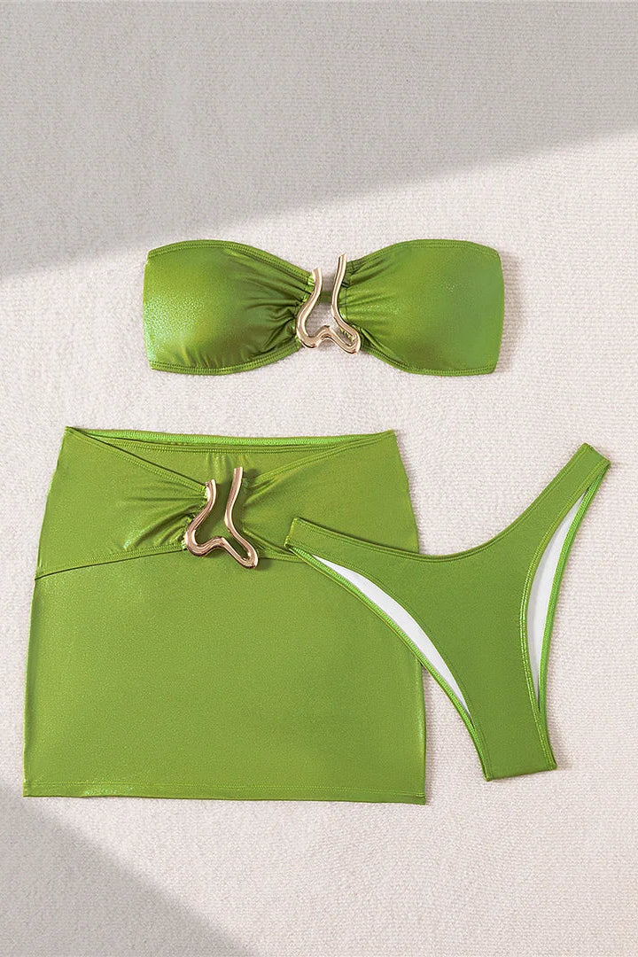 Coordinated cover-up skirt provides effortless layering for an easy beach-to-resort transition.