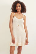 Sheer white beach cover-up with lace trims
