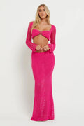 Crochet Set – Tie Top & Skirt Cover-Up pink