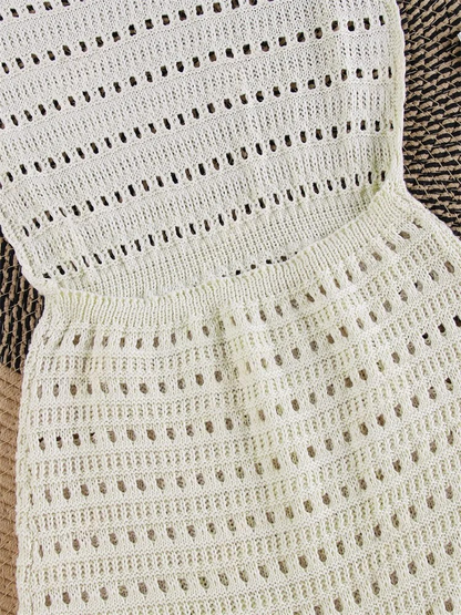 Backless Knit Mini Dress –  Tassel Strap Cover-Up for Beach or Club