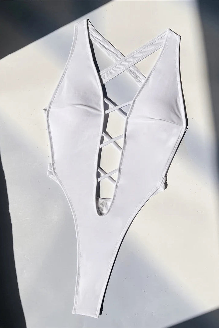 Deep V Thong One Piece Swimsuit dcostaa