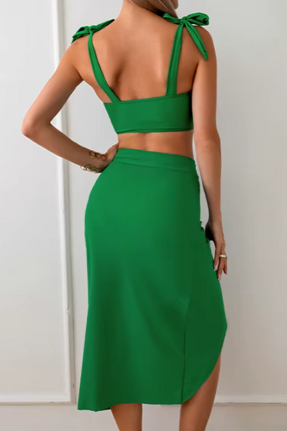 Green Bikini Set with Sarong Cover-Up 