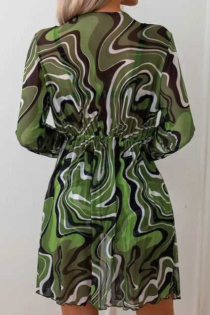 Green Printed Bikini with Cover-Up