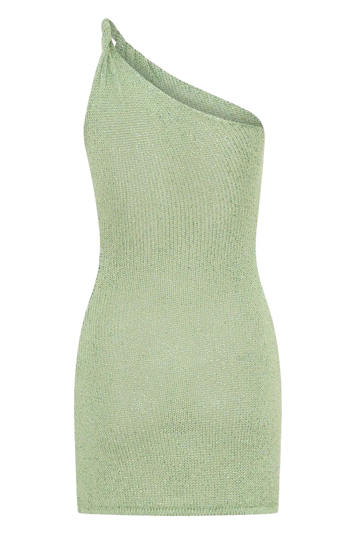 Green one-shoulder beach dress on a white background