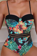 Leaf Print Underwire One Piece Swimsuit