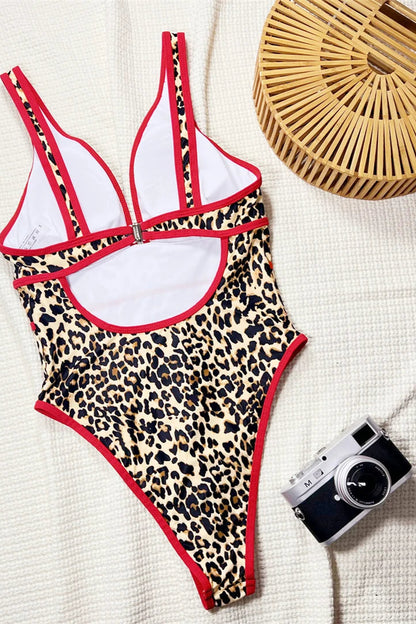 Leopard Print Deep V Backless Dcostaa