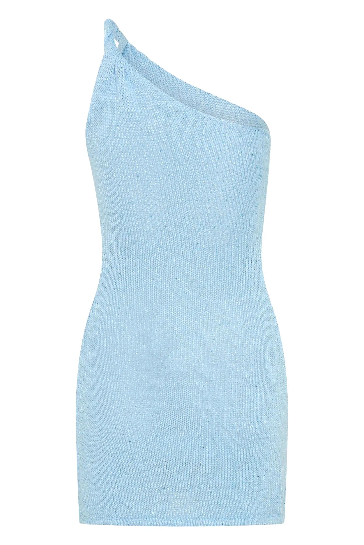 Light blue one-shoulder beach cover up dress 