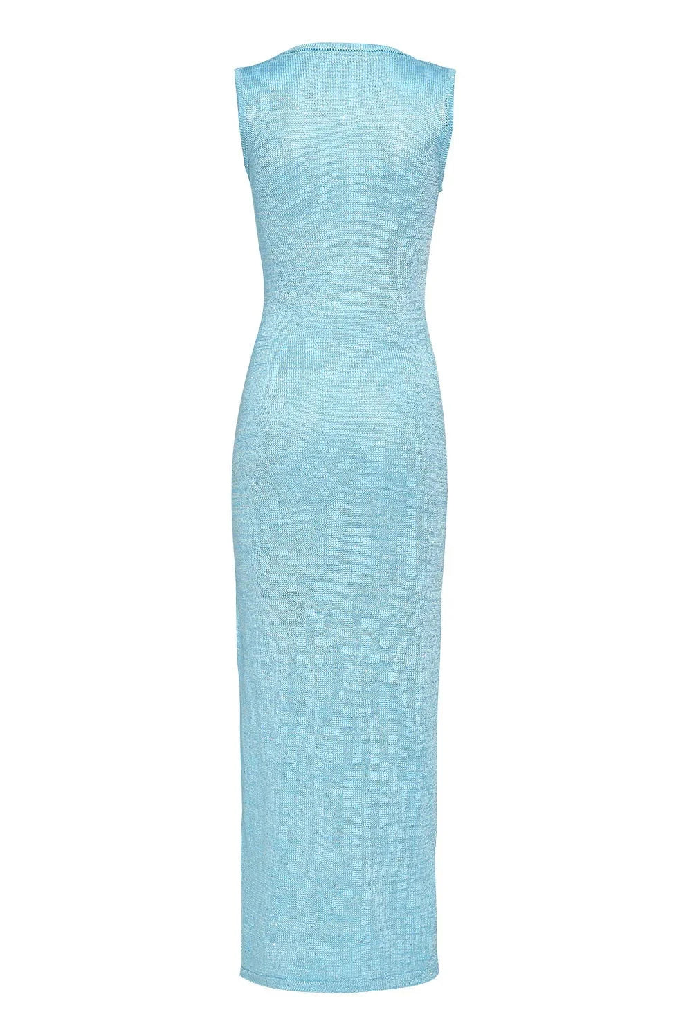 Light blue sleeveless dress on a white background