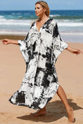 Lightweight Maxi Kaftan Beach Cover-Up for Women - Black & White