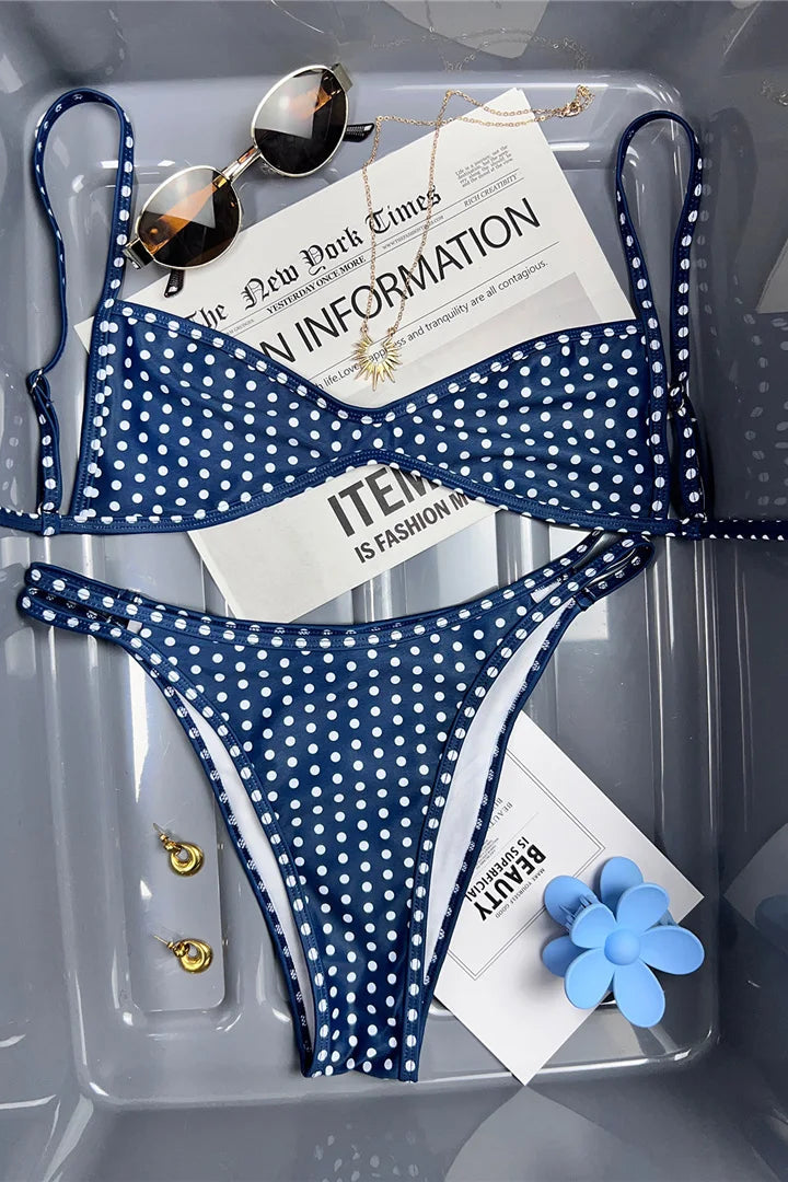 Low-rise bottoms provide a flattering and trendy fit women's swim pieces