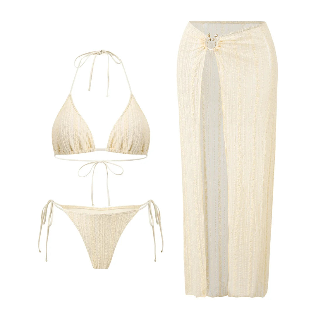 Low-rise waist with lace-up sides provides adjustable secure coverage and modern appeal